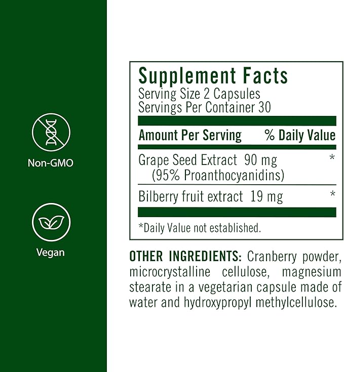 Flora - Grape Seed Extract Plus - Supports Immune &amp Cellular Health - Contains Bilberry Fruit Extract - Non-GMO &amp Vegan - 60 Vegetarian Capsules