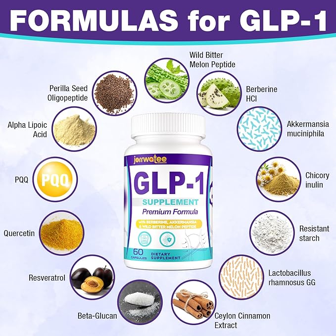 GLP-1 Supplements Women &amp Men 14-in-1 GLP1 for Daily GLPl Level*Metabolism* Digestion &amp Energy 5X Advance Formulate GLP 1 with Akkermansia Probiotic 60 Caps