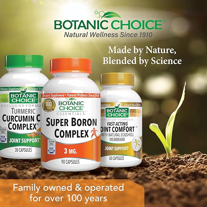 Botanic Choice Super Boron Complex (3mg) - Promotes Bone &amp Prostate Health by Metabolizing Calcium &amp Magnesium - 3 Forms of Boron for Men &amp Women - 2 Pack