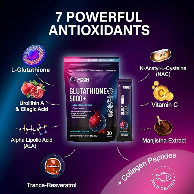 Glutathione 5000mg Detox &amp Energy Bundle with Yerba Mate – Antioxidant Support Metabolism &amp Focus