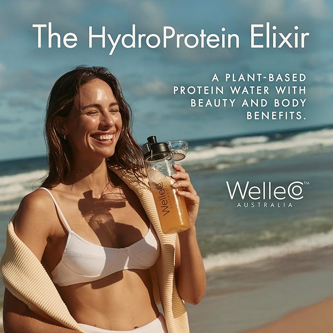 WelleCo HydroProtein Elixir Potassium Electrolyte Powder with 15g Vegan Protein for Energy Healthy Hair Skin &amp Nails Easy to Digest Powdered Electrolytes Black Currant &amp Pomegranate 9.5o