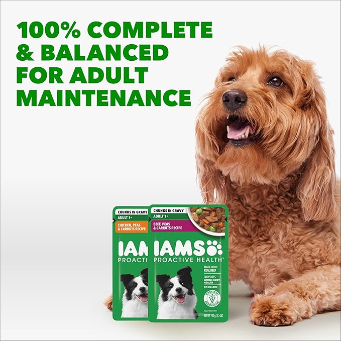 IAMS Proactive Health Adult Wet Dog Food Variety Pack 3.5 oz. Pouch (8 Count) (Pack of 2)
