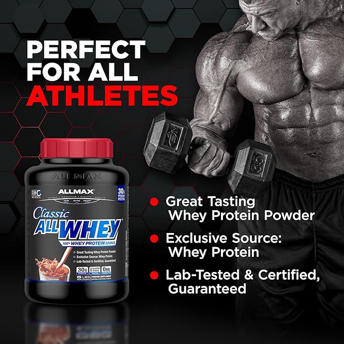 ALLMAX Classic ALLWHEY Cookies &amp Cream - 5 lb - 30 Grams of Protein Per Scoop - Gluten Free - Approx. 49 Servings