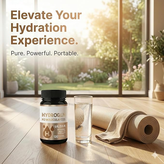 Hydrogen Water Tablets Molecular Hydrogen Supplement for Cognitive Function &amp Energy Create Water with Refreshing Hydration (120 Tablets)