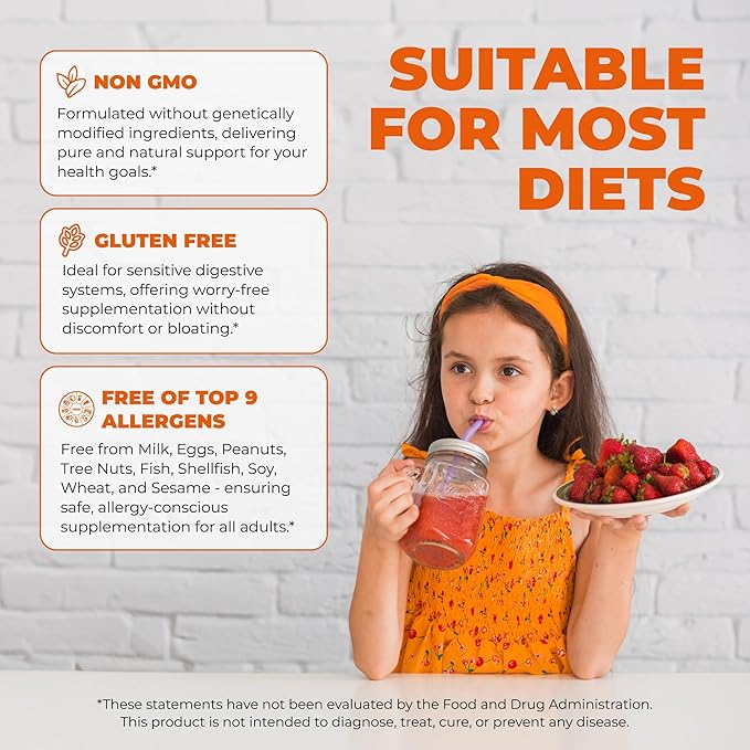 Premium Kids Multivitamin Gummies – 12 in 1 Kids Gummy Vitamins – Growth Chewable Multivitamin for Toddlers and Teens – Immune Brain &amp Focus Support – GMO-Free Gluten-Free – 2 Months Supply