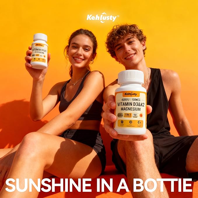Vitamin D3 4000 iu and K2 Mk7 with Magnesium Glycinate Supplements for Women &amp Men Vegan 60 Capsules