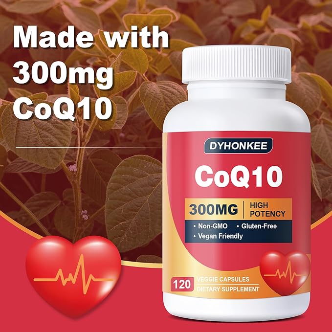 DYHONKEE CoQ10 Supplement 300mg with PQQ Powerful Formula for Energy Support Enhanced Absorption 120 Capsules