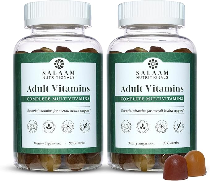 Salaam Nutritionals - Adult Multivitamins Vitamin Gummies for Women and Men Multivitamins for Adults with 11 Essential Vitamins and Minerals 90 Count 2 Packs