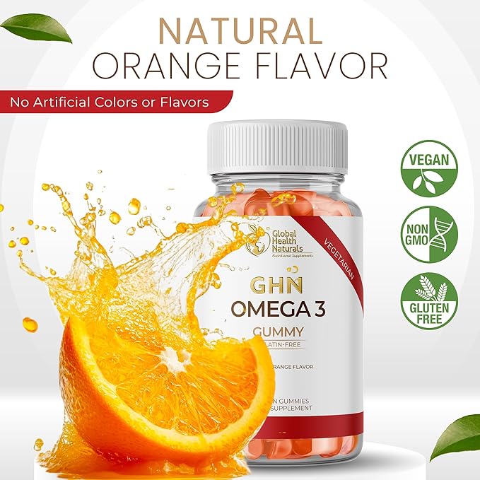 Vegan Omega 3 Gummies – Flaxseed Oil Omega 3 6 9 ALA - Pectin-Based Chewable Supplement for Adults - Natural Orange Flavor - Non-GMO Gluten-Free Gelatin-Free -30 Servings