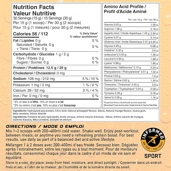 PRO-SURGE Clear Protein Powder Mango Pineapple Flavor 454g - 30 Servings 25g Plant-Based Protein Isolate - Sugar-Free Dairy-Free Soy-Free Gluten-Free Hydration Clear &amp Refreshing Juice-Like D