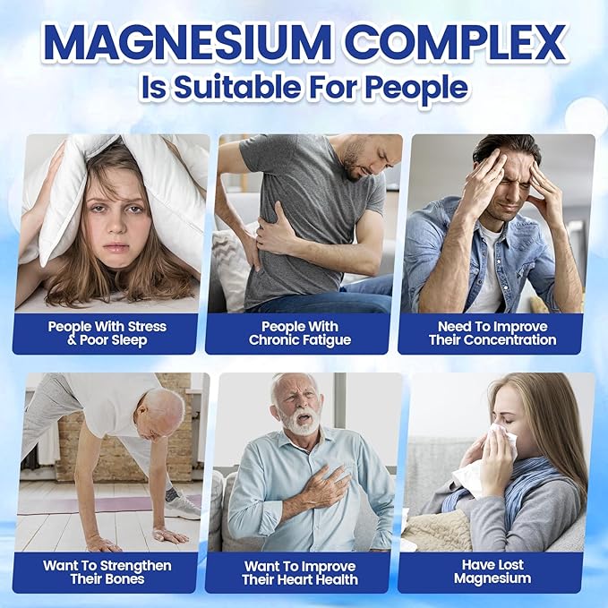 Magnesium Complex 1000mg – 8 Forms of Elemental Magnesium for Superior Absorption – Supports Muscle Recovery Bone Health &amp Nervous System Function – Non-GMO 90 Capsules