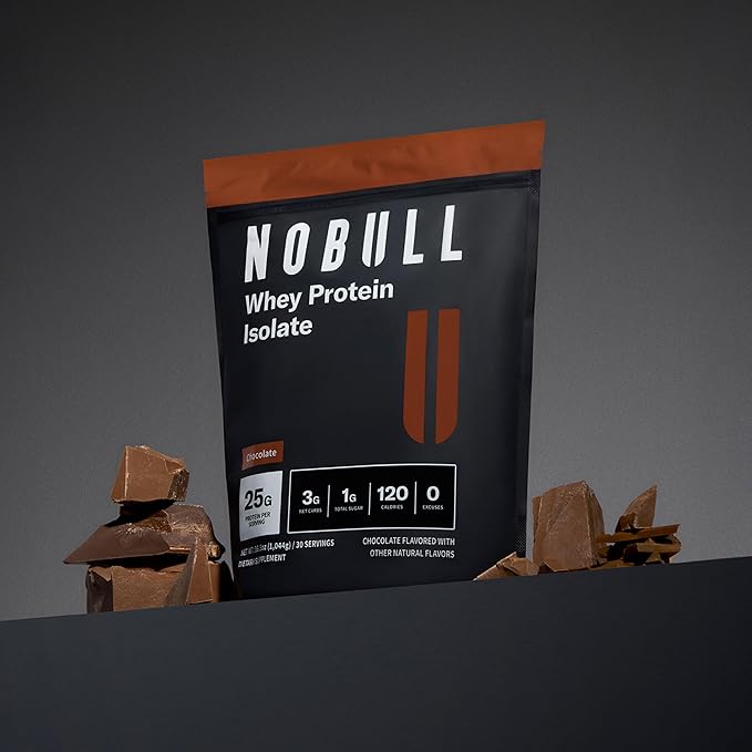 NOBULL Grass-Fed Whey Protein Isolate | Clean Whey Protein Powder for Muscle Growth Recovery &amp Performance Nutrition Chocolate 30 Servings