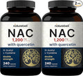 2 Pack NAC Supplement (N-Acetyl Cysteine) with Quercetin 1200mg Per Serving 480 Capsules | Double Strength Antioxidant Support for Immune Liver &amp Lung Health – Non-GMO