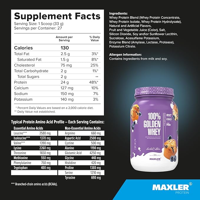 Maxler 100% Golden Whey Blueberry Muffin and Bananas &amp Cream Bundle