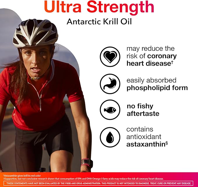 MegaRed Ultra Strength 1000mg Omega-3 Krill Oil Supplement with EPA/DHA Astaxanthin &amp Phospholipids No Fish Oil Aftertaste Supports Heart Brain Joint and Eye Health 60 Count Softgels.