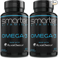 (2 Pack) Smarter Omega 3 Fish Oil Berry Flavor Burpless Tasteless 2000mg Potent Triple Strength DHA EPA Brain OMEGA3 Made with AlaskOmega®