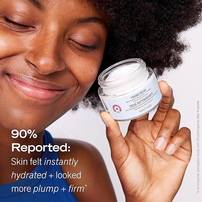 First Aid Beauty Firming Collagen Cream with Collagen Peptides and Niacinamide – Day + Night Anti-Aging Face Moisturizer – 1.7 fl oz