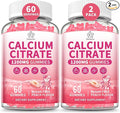 Calcium Citrate Gummies 1200 mg for Adults High Absorption Calcium Supplement for Women &amp Men Sugar Free Non-GMO Gluten Free Supports Muscle &amp Immune - Natural Peach Flavor