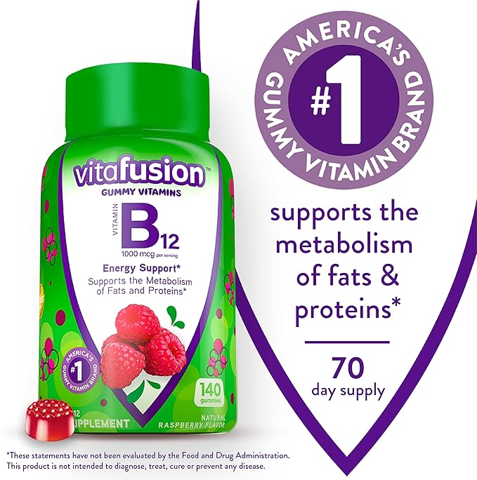 Vitafusion Extra Strength 5000 mcg Biotin and 1000 mcg B12 Gummy Vitamins America's Number 1 Gummy Vitamin Brand 50 and 70 Day Supply