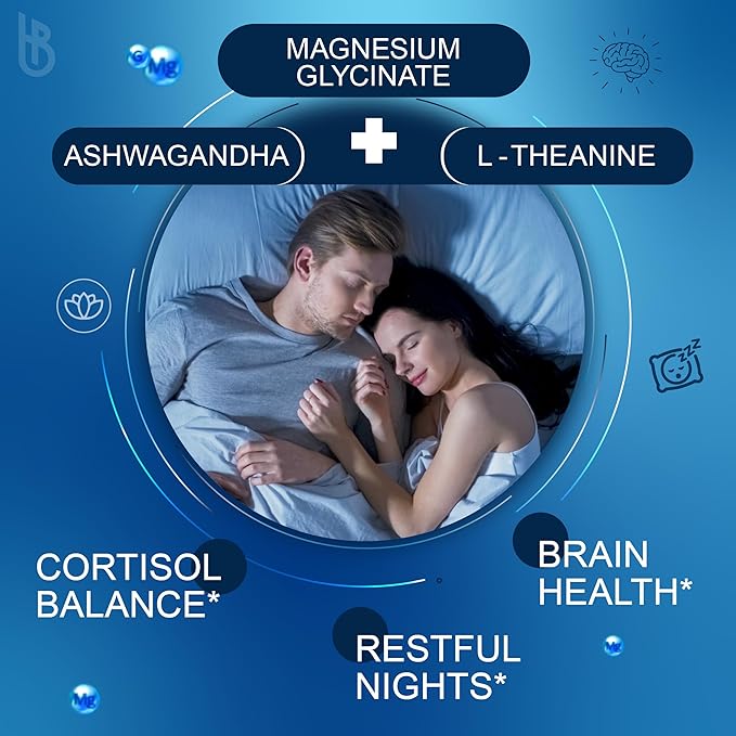 6in1 Restful Day and Night Supplement with Magnesium Glycinate Vitamin D3 B6 L-Theanine Ashwagandha and Turmeric Root - Brain Heart and Digestive Health Support - 120 Vegan Capsules