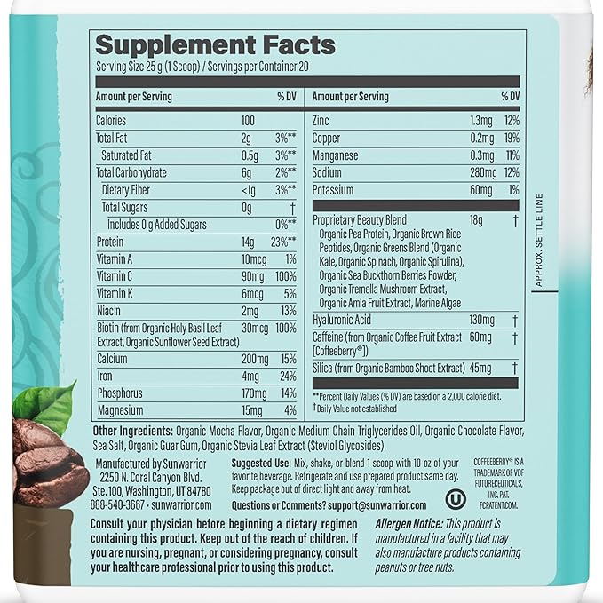 Vegan Collagen Protein Powder for Women Silica Plant Based Collagen Powder Coffee Flavor with Vegan Hair Skin and Nails Vitamins Non-GMO No Added Sugar Soy Dairy &amp Gluten Free (Coffee 20 Servings