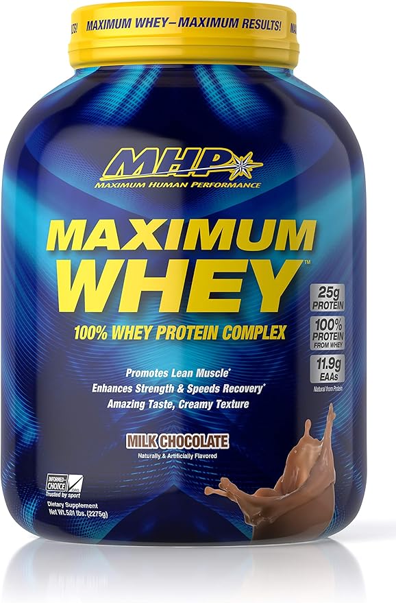 Maximum Human Performance Maximum Whey Protein 25g Fast Acting Delicious Tasting Protein Enhances Strength &amp Speeds Recovery Milk Chocolate 62 Servings 5 Pound