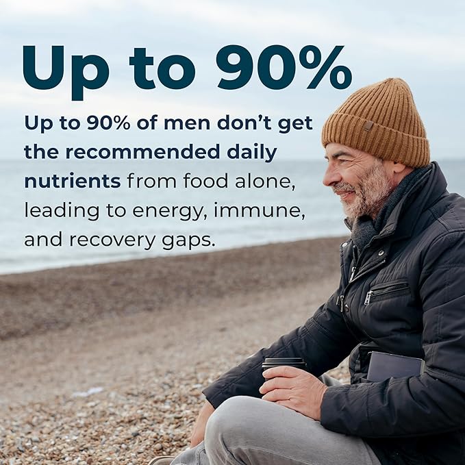LifeSeasons Men's Multivitamin – High Potency with 21 Vitamins &amp Minerals PureWay-C® NAD+ Active B-Vitamins TRAACS® Chelates enXtra® for Energy Probiotics &amp Mushrooms – 120 Veg Capsules