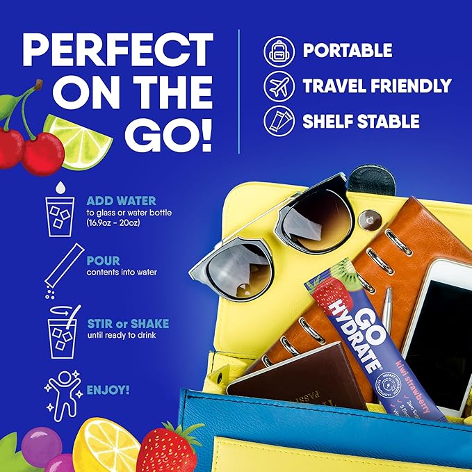 GoHydrate Instant Hydration Powder Packets - Low Sodium Electrolytes Drink Mix - Natural Hydration Support Sugar Free Electrolyte Flavored Powder Drink with Vitamin D 30 Packs Lemon Citrus