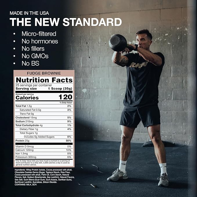 RAW Whey Isolate Protein Powder Fudge Brownie (CBUM Itholate Protein) - 100% Grass-Fed Sports Nutrition for Muscle Growth &amp Recovery - Low-Fat Low Carb Naturally Flavored - 25 Servings