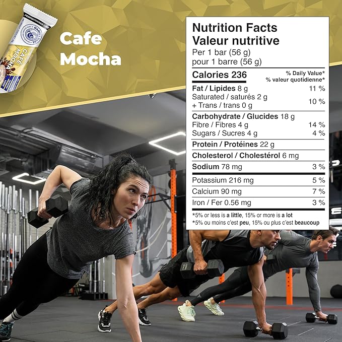 Daryl's Bars Café Mocha On the Go Whey Protein Bars Gluten Free 22gr of Protein Snack Meal Replacement Pack of 1