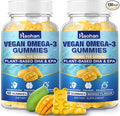 Omega-3 Gummies for Adults Orange Flavor – Sugar-Free Algae-Derived DHA 600mg &amp EPA 300mg with Vitamins A C E Zinc 120 Gummies