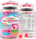 Organic Toddler Multivitamin Gummies + Omega-3 (DHA/EPA) Postbiotics | kids 2+ multivitamin | Vitamins A C D3 Methyl B12 Folate Zinc for Immune Digestive Brain Healthy Growth Sugar-Free 60Cts
