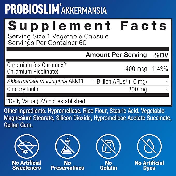Force Factor ProbioSlim Akkermansia 60 Capsules + Hair Growth Accelerator Soft Chews