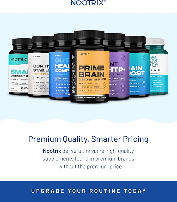 Nootrix Brain Boost Nootropic Supplement | Supports Memory Mental Focus Cognitive Health &amp Energy | Promotes Healthy Mood &amp Brain Function | Ginkgo Biloba &amp DMAE | 180 Capsules