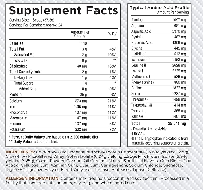 Core Nutritionals Pro Sustained Release Protein Blend Digestive Enzyme Blend 25G Protein 2G Carb 27 Servings (Death by Chocolate)