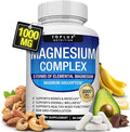 Magnesium Complex Supplement 8 Elemental 1000mg - Magnesium Glycinate Citrate Malate Taurate Chelated for Easy Absorption for Bones Muscle Recovery Energy Vegan Non-GMO 90 Capsules