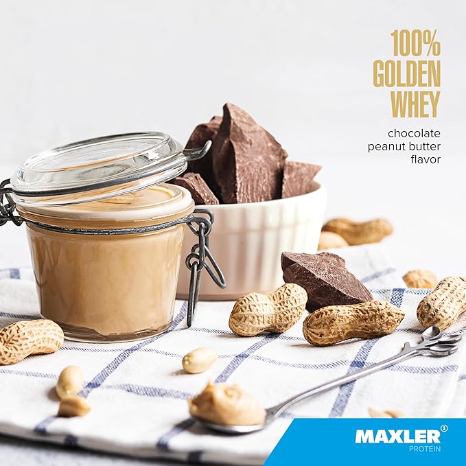 Maxler 100% Golden Whey Cinnamon Bun and Chocolate Peanut Butter Bundle
