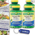 Spring Valley Calcium 600 mg Plus Vitamin D3 12.5 mcg 150 Ct Mini Softgels 4 Pk (600 Total) + “Vitamin Vitality” Guide &amp Pill Container (6 Items)!