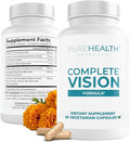 PUREHEALTH RESEARCH Complete Vision Formula - Eye Vitamins &amp Mineral Supplement - Lutein and Zeaxanthin Supplements for Men &amp Women - with Eyebright Herb Zinc Copper Bilberry &amp More - 6
