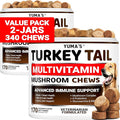 (2-Pack) Turkey Tail Mushroom for Dogs - 340 Count - Mushroom Chews for Dogs Lipoma Lumps and Bumps - Immune Health Digestive Skin Joint Vitamin Support Guard Buddy - Multivitamin Supplement