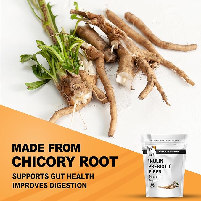 It's Just! - Inulin Prebiotic Fiber Water Soluble Chicory Root Powder Promotes Gut Health Made in USA Product of Belgium Vegan/Keto Friendly