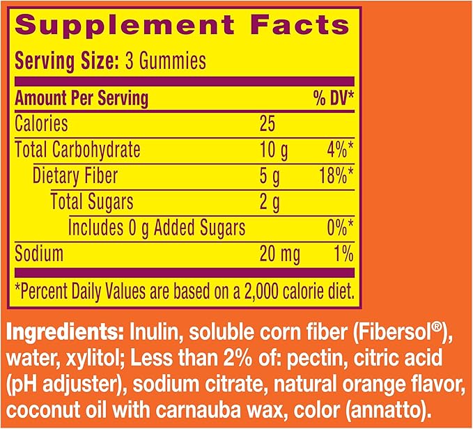 Metamucil Fiber Gummies for Adults No Sugar Added Orange Flavor 5g Prebiotic Plant Based Fiber Supplement Blend 120 Count