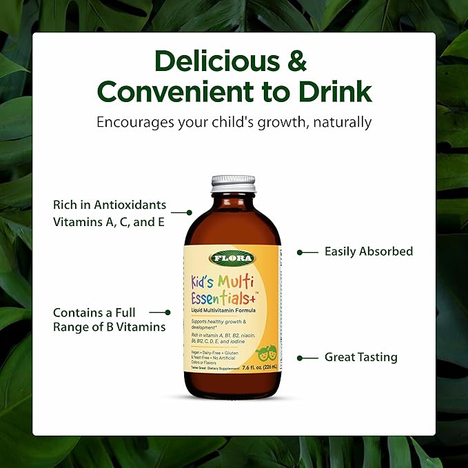 Flora - Kids Multi Essentials+ Liquid Multivitamin Formula 13 Essential Vitamins &amp Minerals 7.6 Fl Oz