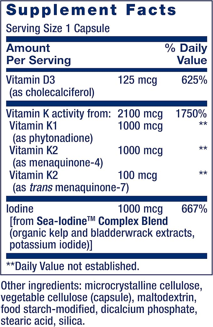 Life Extension One-Per-Day Multivitamin – Packed with Over 25 Vitamins Minerals &amp Plant Extracts &amp Vitamins D and K with Sea-Iodine Vitamin D3 Vitamin K1 and K2 Iodine