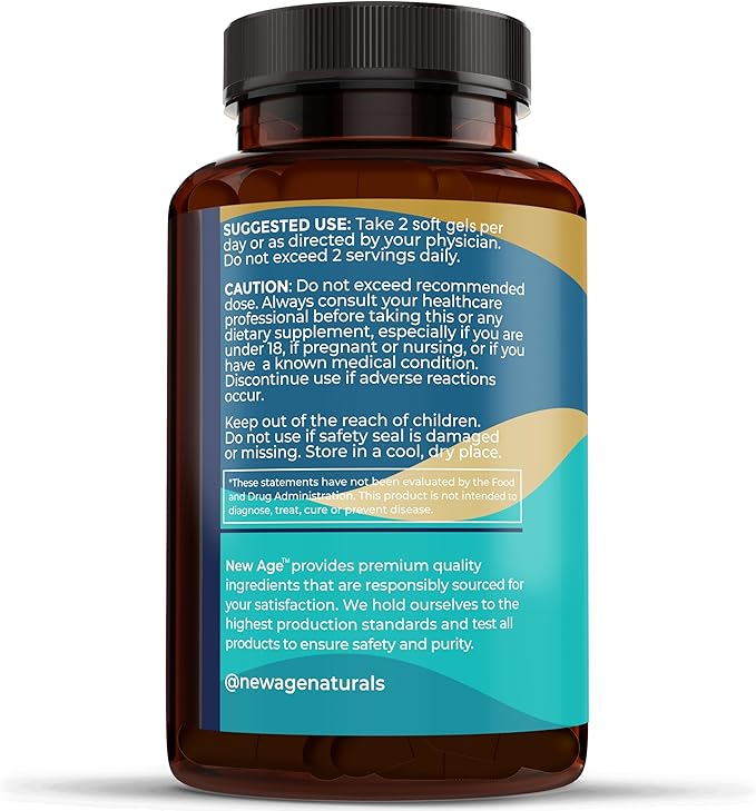 NEW AGE Omega 3 Fish Oil Supplement - Non GMO - EPA DHA Fatty Acids Gluten Free (270 Softgels (Pack of 3))