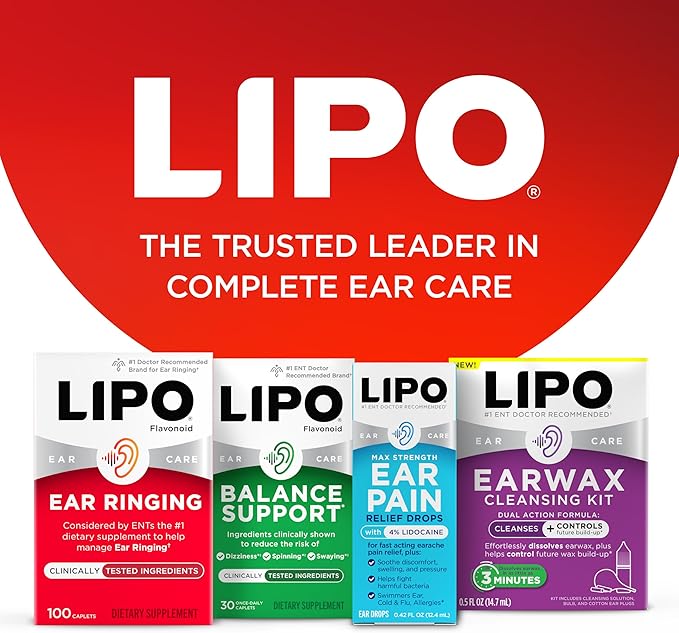 Lipo Flavonoid Ear Ringing - Doctor-Recommended for Ringing Ears – Clinically Proven Lemon Bioflavonoid Complex with Vitamins C B1 B2 B6 B12 &amp Calcium - 100 Caplets