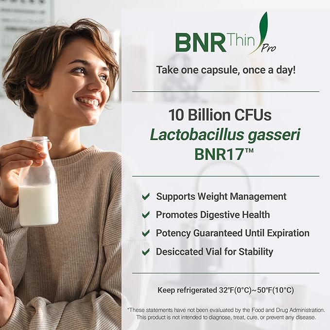 BNRThin Pro Probiotic Lactobacillus Gasseri BNR17 10 Billion CFU Guaranteed Digestive Health 30Capsules x 6packs