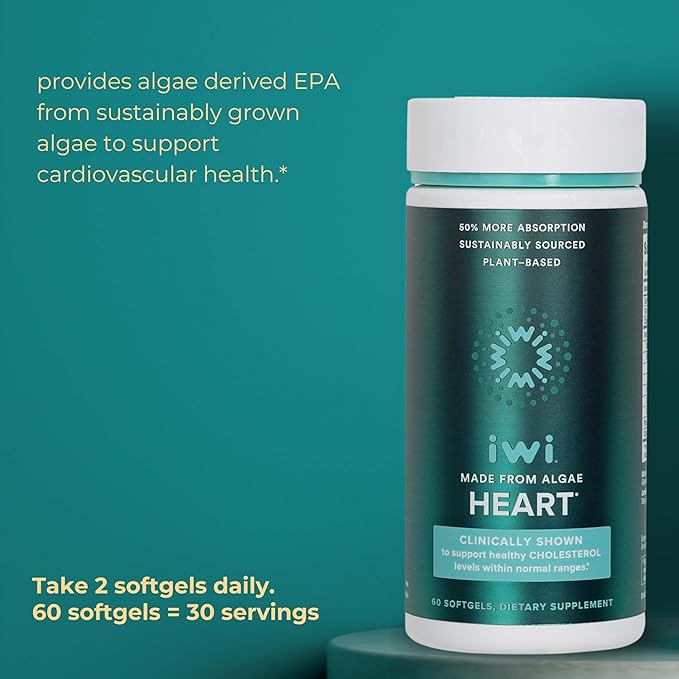 Iwi Omega-3 Minis &amp Heart Omega-3 Bundle 30 Servings Vegan Plant-Based Algae Omega 3 Krill &amp Fish Oil Alternative No Fishy Aftertaste