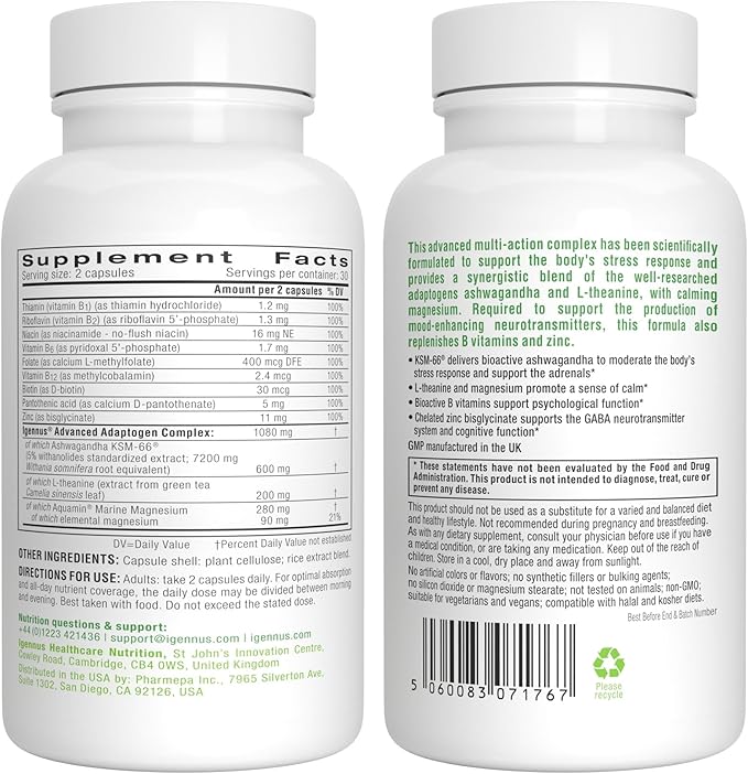 Daily Vitamin D3 + Ashwagandha+ L-Theanine &amp Magnesium Vegetarian Bundle 365 2000iu Vitamin D3 Tablets + 600mg KSM-66 Ashwagandha with Zinc &amp B Vitamins by Igennus