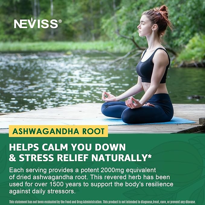 NEVISS Ashwagandha Gummies 2000mg Feel Refreshed Plus Proprietary Blend with 5-HTP L-Theanine Lemon Balm Magnesium for Calm Zzzs Mood Energy &amp Relaxation Support (1 Pack (60 Countss))